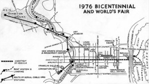 Ed Bacon's Original Map 1963 map showing Ed Bacon's original plan for the bicentennial celebration